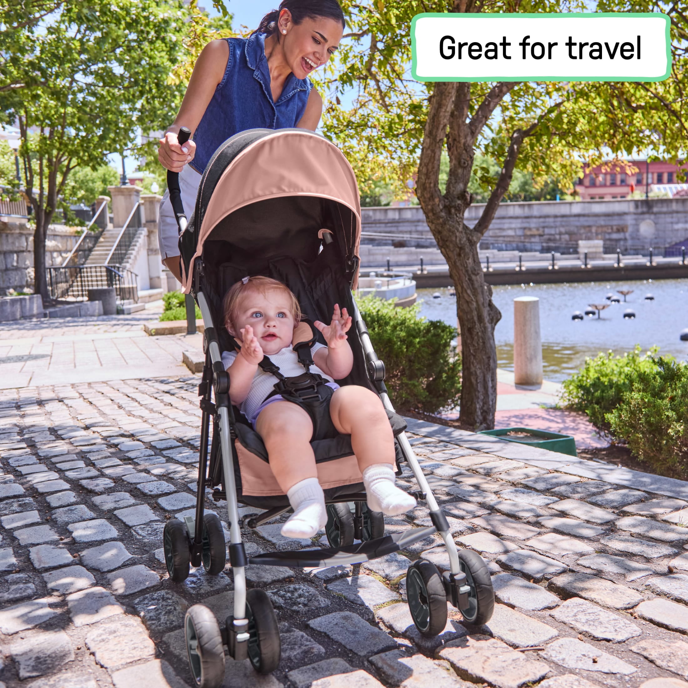 Ingenuity 3D Mini Convenience Stroller, Dusty Rose Pink, Toddler