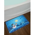 thumbnail image 2 of Christmas Bath Mat, Snowman Gets the Gift from Santa Claus in Winter Night Moonlight Illustration, Non-Slip Plush Mat Bathroom Kitchen Laundry Room Decor, 29.5 X 17.5 Inches, Blue Yellow, Ambesonne, 2 of 2