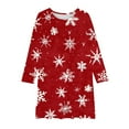 thumbnail image 3 of Generic Girls Ugly Christmas Dresses Crew Neck Snowflake Plaid Graphic Long Sleeve Flared Swing Midi Dress 4-14 Years, 3 of 4