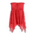 thumbnail image 3 of Women's Sleeveless Off Shoulder Lace Hem Vest Tank Tops Blouse Solid Color Casual Summer Tops Red M, 3 of 4