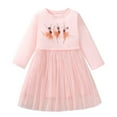 thumbnail image 2 of ATOGUTA Girls Frilly Dresses Long Sleeve Birthday Holiday Wedding Party Princess Tulle Dress Size 2T-8, Pink, 2 of 6