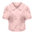 thumbnail image 4 of Gbsyewxs Shirts For Women V Neck Puff Sleeve Solid Color Slim Button Summer Womens T Shirt Red, 4 of 5