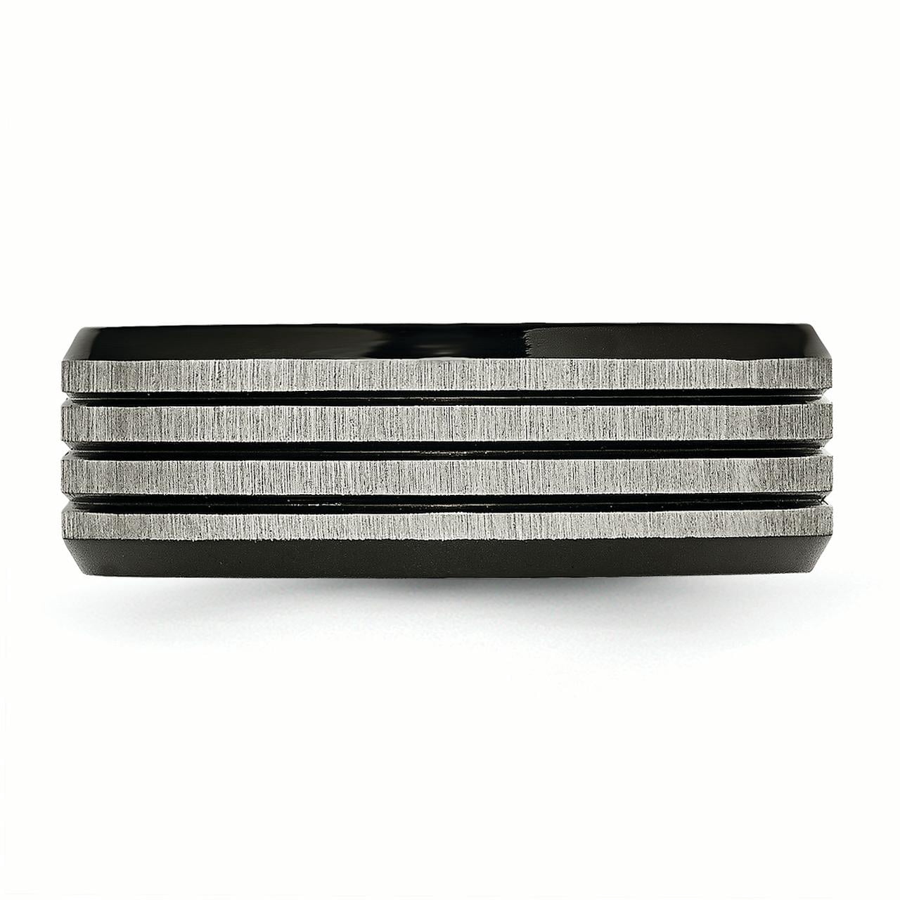 Titanium Striped 8mm Black IP-plated Brushed/Polished Band