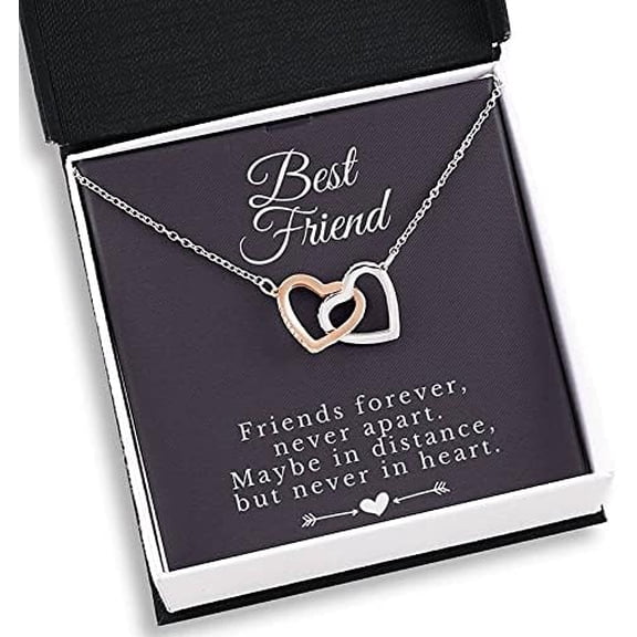 Best Friend Necklace, Best Friend Wedding Gift To Bride, Interlocking Hearts Necklace, Bride Necklace, Best Friend Wedding, Wedding for Bride, Sentimental Bride Friend forever never apart