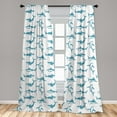 thumbnail image 5 of Ambesonne Shark Curtains, Scary Predators with Fins, Pair of 28"x63", Blue White, 5 of 5