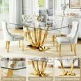 thumbnail image 3 of 70.08”Glass Dining Table Set for 4,Modern Rectangle Clear Tempered Glass Top with U-Shaped Stainless Steel Base,4 Velvet Upholstered Dining Chairs for Apartment, Kitchen Dining Room,Small Spaces, 3 of 7