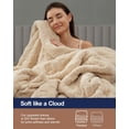 thumbnail image 6 of Anjee 90" x 90" Khaki Queen Size Super Soft Cozy Fluffy Sherpa Fleece Reversible Thick 3D Checkered Jacquard Decorative Throw Blankets, 6 of 11