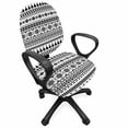 thumbnail image 1 of Ethnic Office Chair Slipcover, Winter Theme Abstract Snowflakes and Fir Trees Motifs in Geometric Design, Protective Stretch Decorative Fabric Cover, Standard Size, Charcoal Grey White, by Ambesonne, 1 of 5