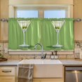 thumbnail image 2 of Yayeee Kitchen Curtains Tier Set of 2 Light Filtering 57"x24" Over Sink Window Panels, Green Martini Glass, 2 of 7
