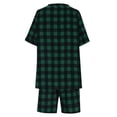 thumbnail image 2 of TaTaai Women's Summer Casual Cotton Linen Plaid V-Neck Button Short Sleeve Top and Drawstring Shorts Two Piece Set Loose Fit Comfortable Breathable Daily Outfit Gift, 2 of 8