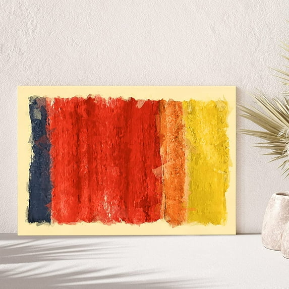 PixonSign Canvas Print Wall Art Black, Red and Yellow Colorblocks Botanical Plants Illustrations Modern Art Contemporary Expressive Multicolor Ultra for Living Room, Bedroom, Office - 12x18
