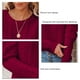 thumbnail image 5 of Suéter de punto con cuello redondo para mujer, suéter de Jacquard con manga de cordero y cuello redondo para otoño e invierno, rojo vino XXL, 5 of 6