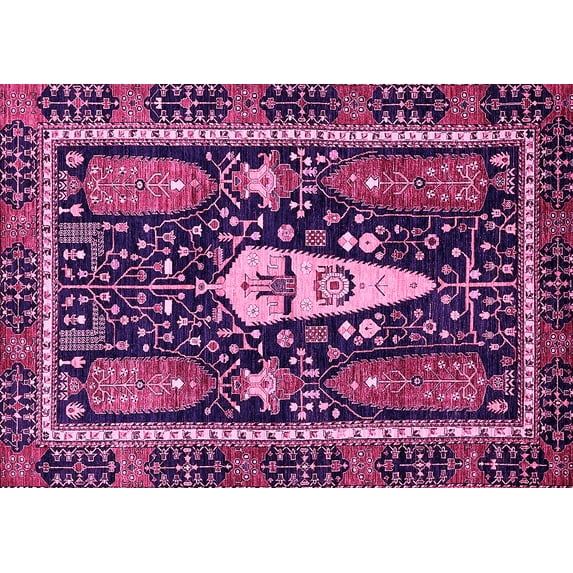 Ahgly Company Indoor Rectangle Abstract Pink Modern Area Rugs, 6' x 9'