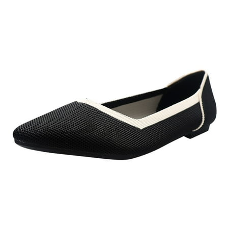 

Cathalem Flat Shoes Comfortable Dress Shoes Pointed Toe Flat Ballet Mesh Knit Flat Dressy Slip On Business Casual Shoes For Women Black 39