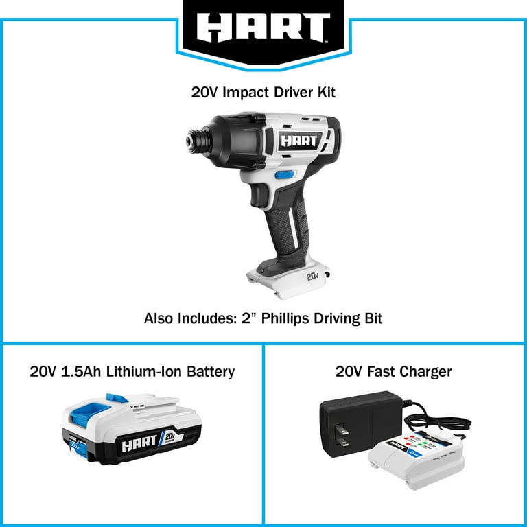 HART 20V Cordless Impact Driver Kit (HPID01B) for sale online