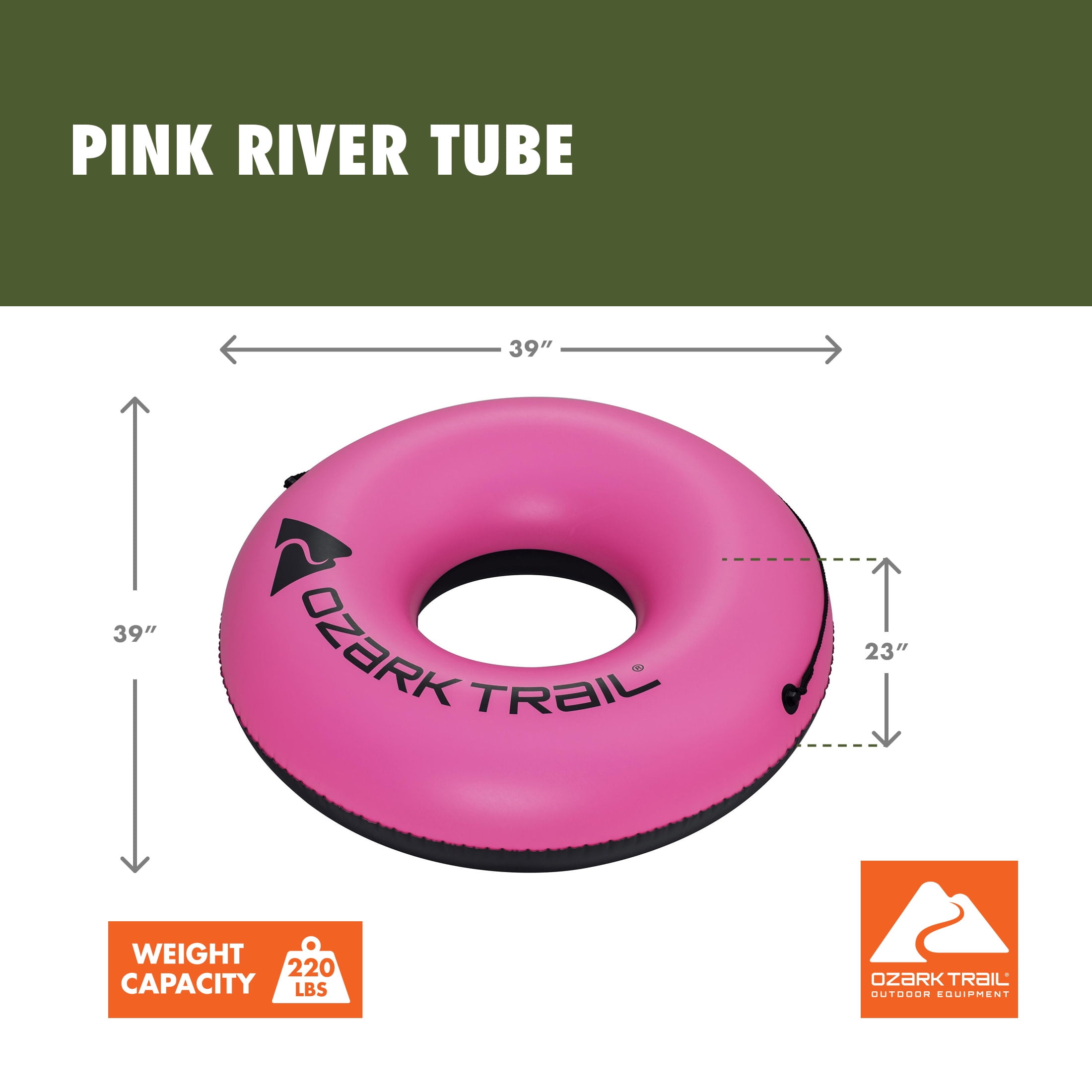 Ozark Trail River Tube, Pink, 39 in