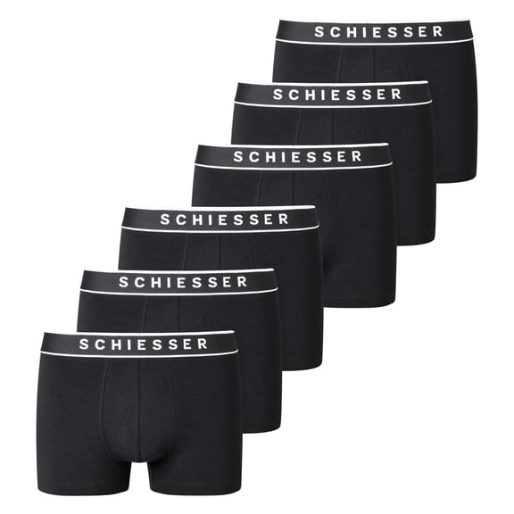 Schiesser Men's Shorts 6-Pack - Series "95/5", Logo Waistband, S-Xxl Black M (Medium)