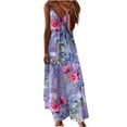 thumbnail image 2 of SMihono Robe Maxi Bohème d'Été pour Femmes Grande Taille Mode d'Été Imprimée Col en V Sans Manches Bretelles Robe Chandail Robe de Plage, 2 of 4