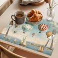 thumbnail image 3 of Nautical Boats Blue Placemats Set of 8 Coastal Ocean Vintage Hot Balloons Place Mats Indoor Wipeable Table Mats Washable Cloth Dining Table Placemats for Kitchen Holiday Party Home Decor 13x19 Inch, 3 of 9