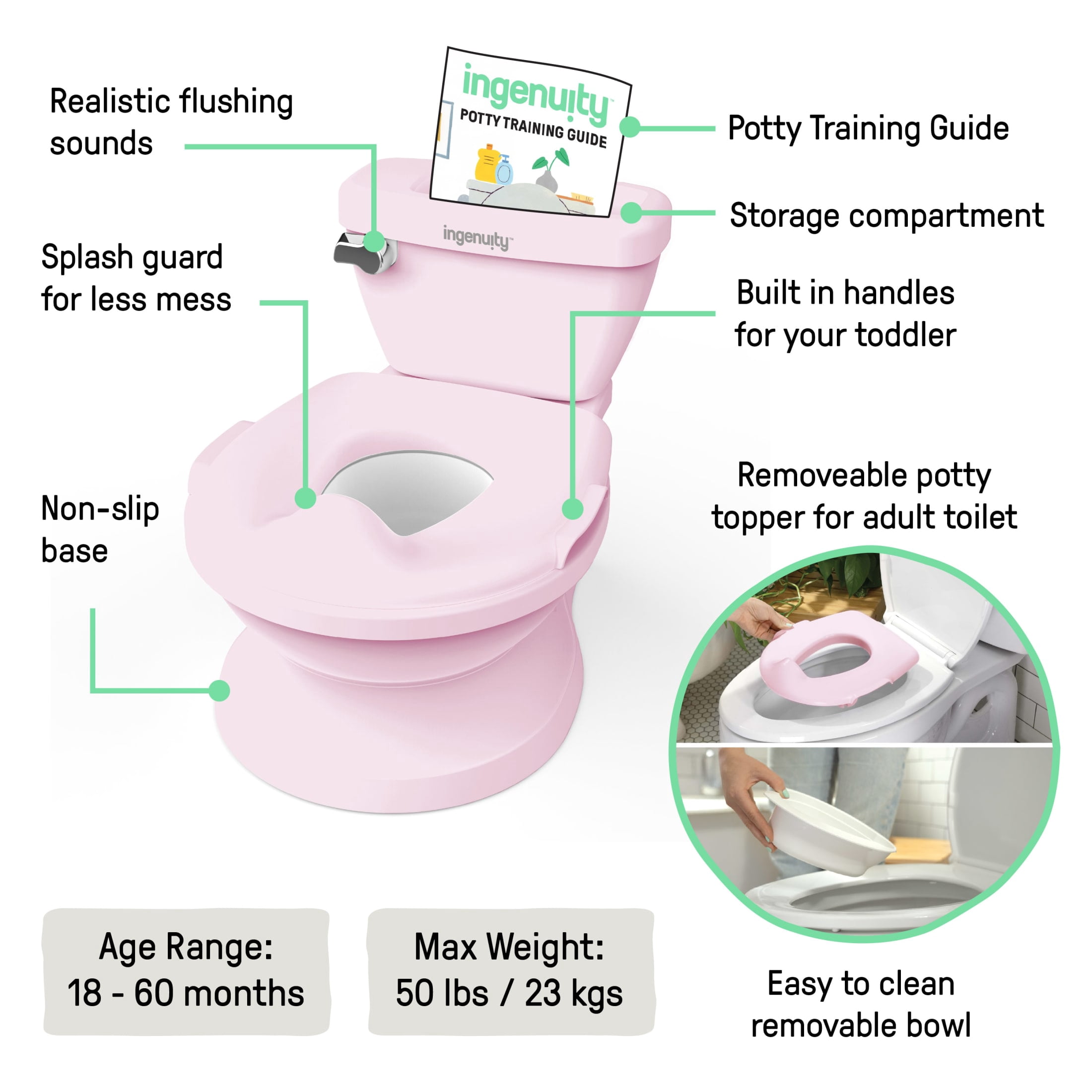 Summer by Ingenuity My Size Potty Pro for Toddlers, Pink