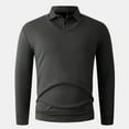 thumbnail image 6 of BiZtdJrK Mens Long Sleeve Polos Shirts with Collar 2 in 1 Tops Solid Color Business Casual Tops, Gray, M, 6 of 7