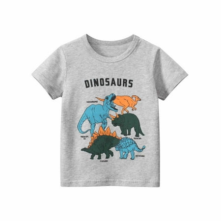 

Up to 30% off! Kukoosong Summer Baby Boy Clothes Round Neck Short Sleeve Cotton Fashion English Print T-Shirt Gray 1-2 Years