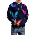 thumbnail image 5 of Vibrant Butterfly Pattern Men's Women Vintage 3D Hooded Sweatshirt - All-Season Loose Fit Streetwear, 5 of 6