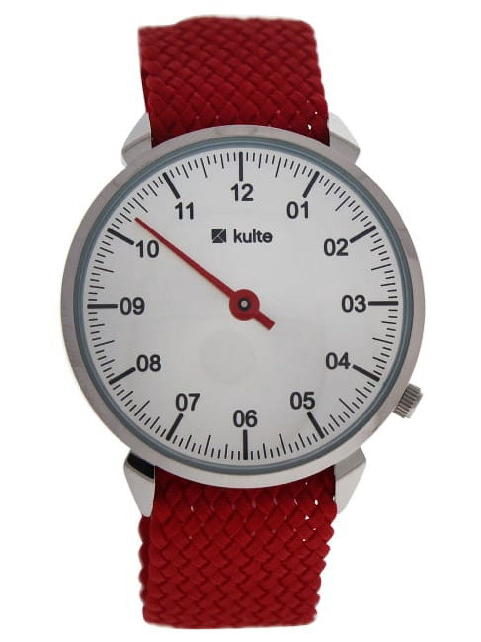 KUTPR Silver/Red Nylon Strap Watch