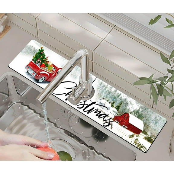 Kitchen Sink Splash Guard Faucet Mat -1 PC Super Absorbent Fast Drying Mat Sink Gadgets-Splash Guard Behind Faucet Drip Catcher for Kitchen, Bathroom,Sink Mat, Dish Drying Mat, Bathroom(23.5" X 5.5" )