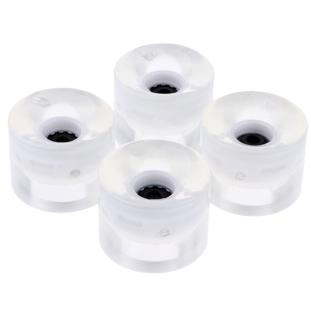 tamizeot 4 Pcs/Ensemble Roues de Planche à Roulettes Longboard PU Rouleaux Clignotants Planche à Roulettes 60x45mm Roues Clignotantes Planche Antidérapante Lumière LED Roue Blanche