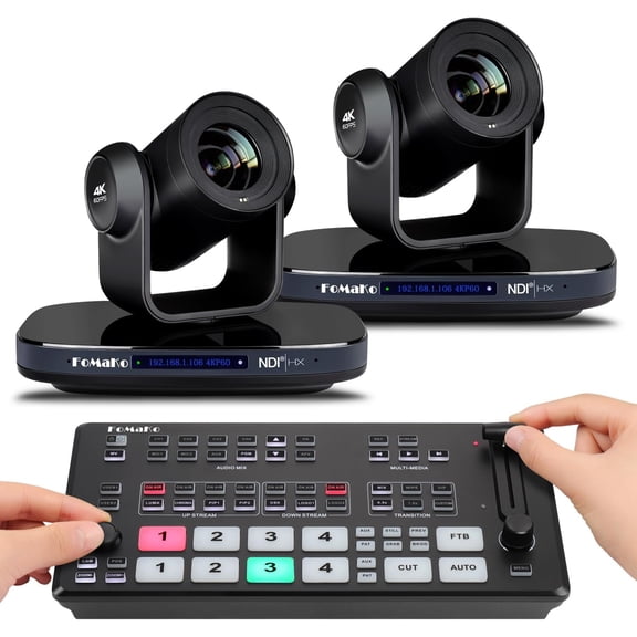 FoMaKo 60FPS 4K NDI PTZ Camera 20X Camera Bundle(K820N X2 M2)