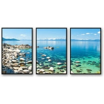 IDEA4WALL 3 Piece Framed Canvas Wall Art for Living Room, Bedroom Lake Tahoe Canvas Prints for Modern Home Decoration Ready to Hang