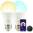 thumbnail image 2 of Homevenus Smart Light Bulbs, Dimmable Tunable Cool to Warm White LED Edison Bulb A19 E26 9W (100W) Bluetooth 2.4GHz Wi-Fi(Only) APP Control, Works with Alexa/Google Assistant, 2 Pack, 2 of 8