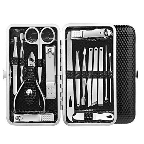 Odysey All Nail Types 16-Piece Stainless Steel Manicure Set with Nail File, Black