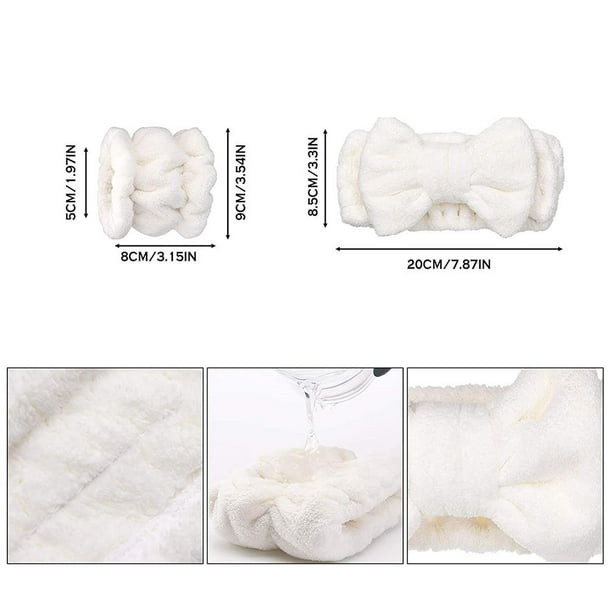 Maquillaje Diadema Muñequera Set Para Mujeres Niñas Microfibra Franela Ducha Pelo Diadema Muñequeras Para Lavado Spa Yoga Deportes