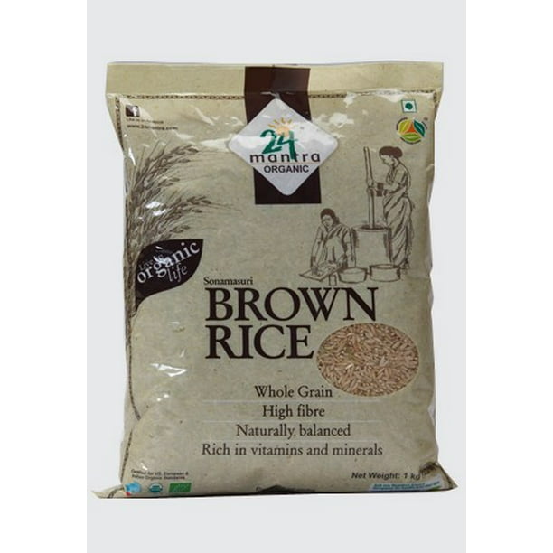 24 MANTRA ORGANIC RAW BROWN SONA MASOORI RICE 10 LB