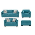 thumbnail image 4 of Roundhill Furniture Clareen 4-Piece Living Room Set, Sofa Loveseat Cutler Chair and Ottoman, Teal, 4 of 15
