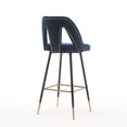 thumbnail image 2 of Velvet Fabric 29.5" Bar Stools with Nailheads and Gold Tipped Black, Modern Kitchen Stools with Wingback and Footrest, Upholstered Bar Chairs Solid Metal Leg for Kitchen (Set of 4), 2 of 8