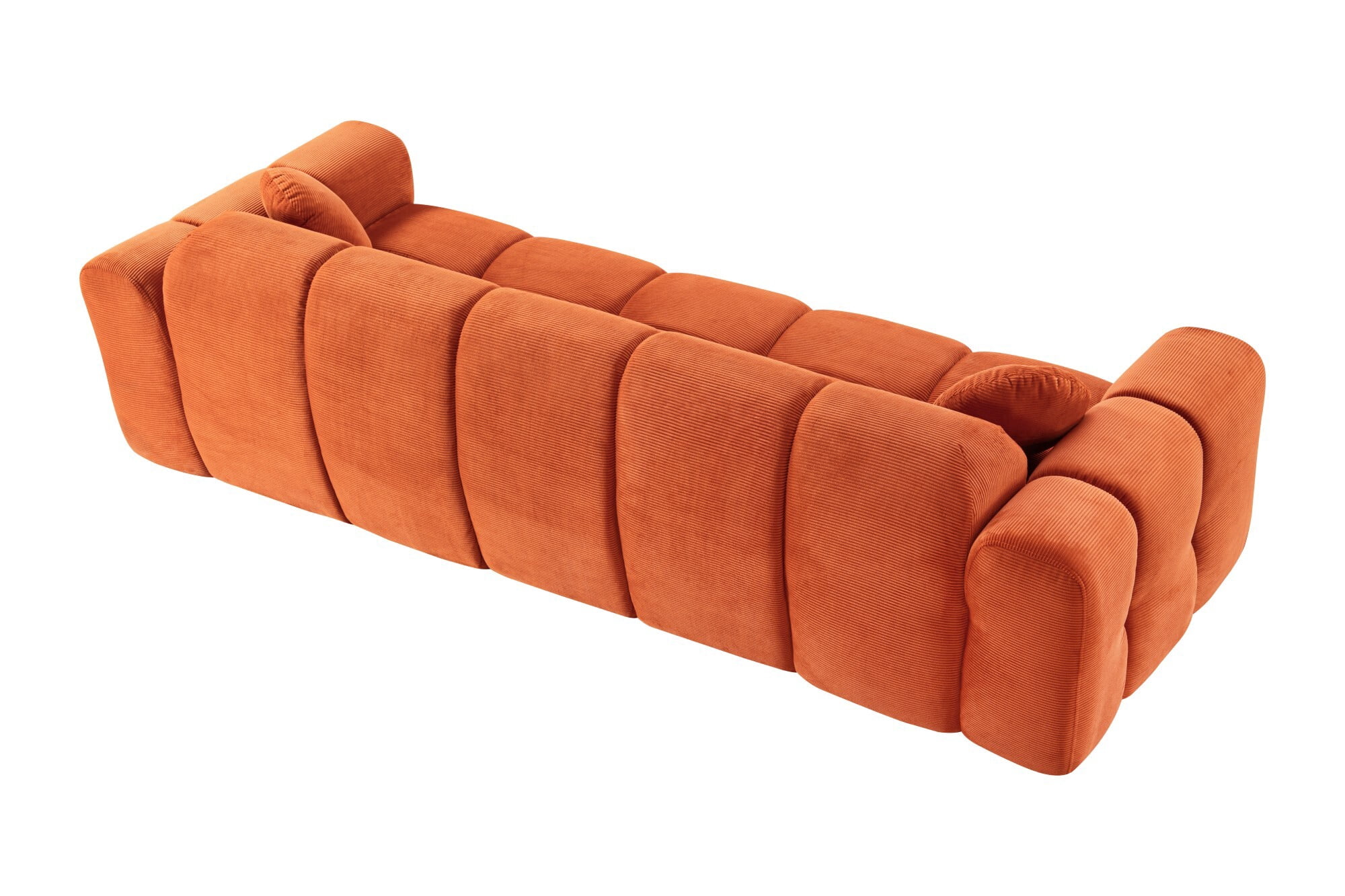 AENKYO 98" Corduroy Cloud Puff Sofa, Modern 4-Seater Bubble Block Couch, No Assembly, Vibrant Orange