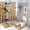 Colorful Birch Tree, variant on Bee Honeybee Prints Bathroom Set 4-Piece, Waterproof Shower Curtain 72x72, Non-Slip Bath Mat, U-Shaped Rug & Toilet Lid Cover, Rustic Decor for Bathroom Spa Decor