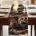 thumbnail image 3 of Coffee Beans Table Runner, Brown Hot Cafe Latte Cup Drink Country Washable Cotton Linen Table Runners 108 Inches Long, Dresser Scarf Runner for Dining/Living Room/Kitchen/Square Tables 13''x108'', 3 of 9