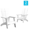 thumbnail image 3 of Emma + Oliver Set of 2 White Modern Dual Slat Back Indoor/Outdoor Adirondack Style Chairs, 3 of 11