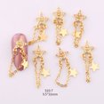 thumbnail image 1 of 10 Pieces Nail Art Rhinestones Round Flat Back Gems Diamond Stone with Rhinestone Picker Dotting Pen and Tweezer for Nail Art Craft Clothes, Gold Color（Star), 1 of 1