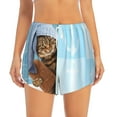 thumbnail image 2 of Easygdp Funny Cat Taking a Bath for Women's Athletic Shorts - High-Waist, Quick-Dry Workout Shorts with Pockets, Ideal for Running, Yoga, and Training-Medium, 2 of 7