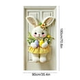 thumbnail image 2 of Kumdkd Easter Bunny Door Banner, 70x35in Pastel Spring Flowers & Eggs Hanging Decor with Bow, Indoor/Outdoor Holiday Banner for Porch, Wall - Washable Reusable, 2 of 5