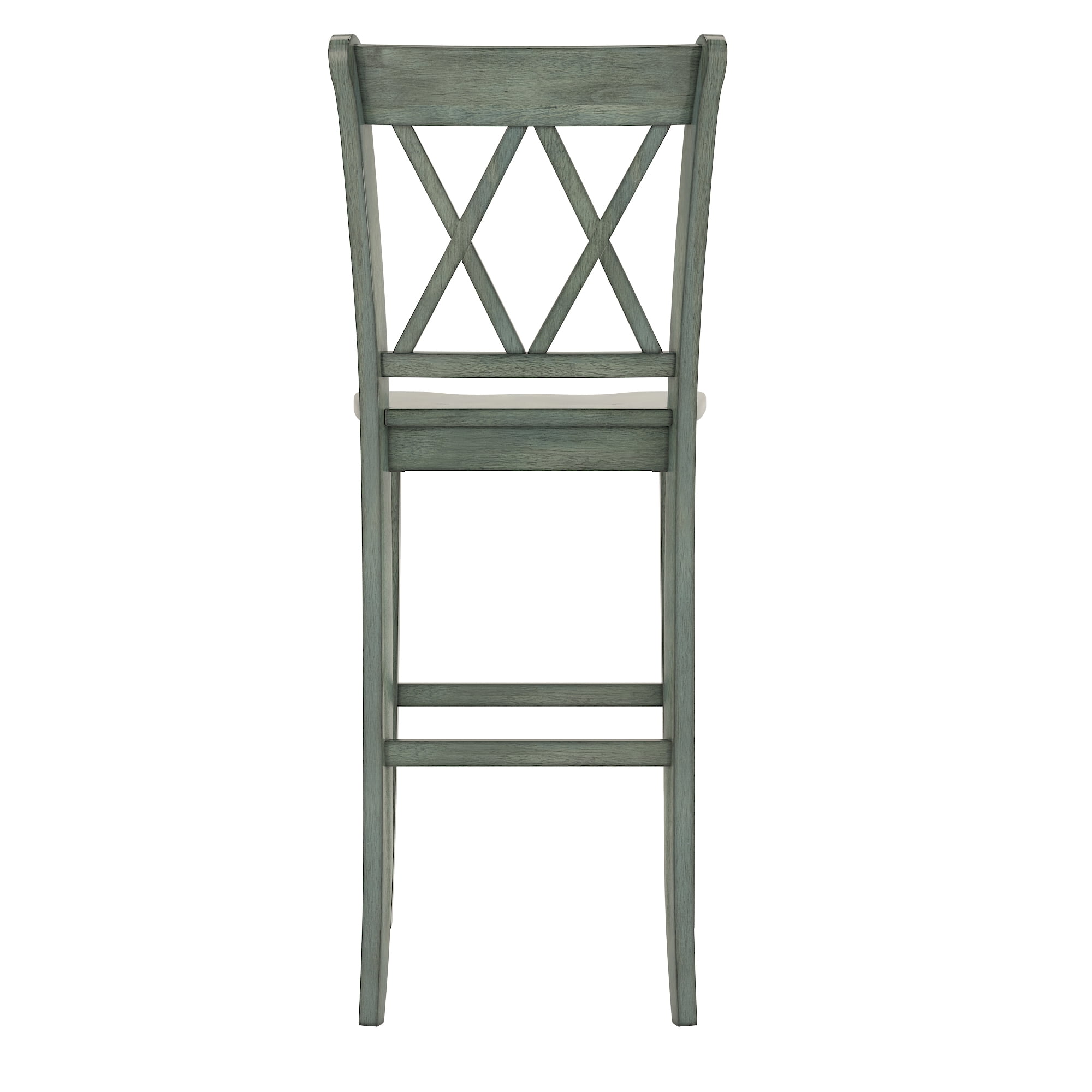 Weston Home Farmhouse Vintage Double X Solid Wood Bar Height Chair, Set of 2, Antique Sage