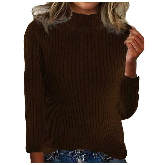 Chandail Col Roulé Femme Chandail Décontracté: Chandail Col Roulé Tricoté Couleur Unie pour Femmes