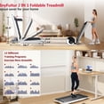 thumbnail image 6 of Up To 7.6MPH 2.25HP 2 in 1 Treadmill Jogging Folding Electric Treadmill Walking Jogging Machine for Home Office with Remote Control, White, 6 of 9