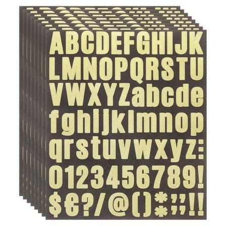 608Pack 8Sheets Glitter Letter Stickers Self-Adhesive Alphabet Sticker Gold Bold