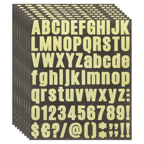 608Pack 8Sheets Glitter Letter Stickers Self-Adhesive Alphabet Sticker Gold Bold